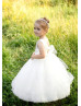 Beaded Shoulders Satin Tulle Classic Flower Girl Dress